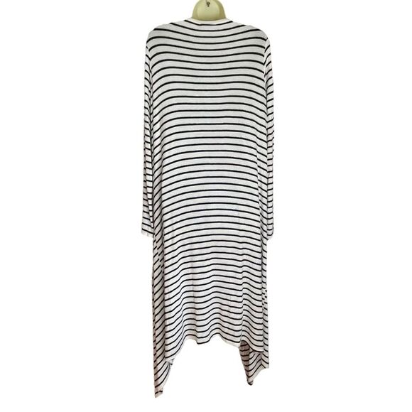 Canari Longline Black Off White Stripe Open Drape Sweater Cardigan, size 3XL - Picture 5 of 7